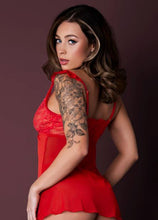 Load image into Gallery viewer, Baby Doll &amp; Thong Set Red L/xl
