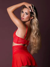 Load image into Gallery viewer, Bralette Skirt Thong Red S/m
