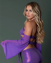 Load image into Gallery viewer, Glimmer Bralette &amp; Shorts Metallic Purple L/xl
