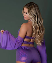 Load image into Gallery viewer, Glimmer Bralette &amp; Shorts Metallic Purple L/xl
