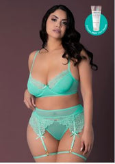 Caribbean Crush Bra & Garter Thong Set Aqua Glow 2xl