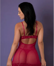 Load image into Gallery viewer, Chemise &amp; Thong Set Cherry L Demi Cup
