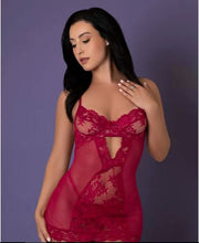 Load image into Gallery viewer, Chemise &amp; Thong Set Cherry M Demi Cup
