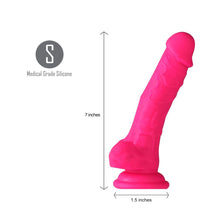 Load image into Gallery viewer, Billee 7 Realistic Silicone Dong Neon Pink &quot;
