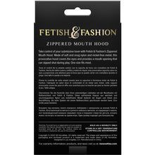 Load image into Gallery viewer, Fetish &amp; Fantasy Zippered Mouth Hood Black
