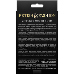 Fetish & Fantasy Zippered Mouth Hood Black
