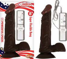Load image into Gallery viewer, Afro American Whopper W/balls Vibrating 8in Brown
