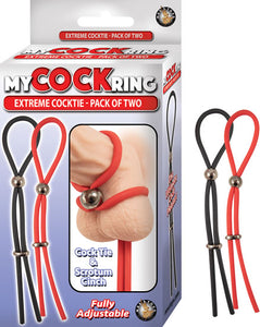 My Cockring Extreme Cocktie 2 Pack- Black & Red