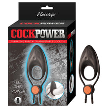 Load image into Gallery viewer, Cockpower Vibrating Ring W/ Adjustable Cock Tie Black
