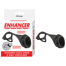 Load image into Gallery viewer, Enhancer Textured Cock Strap &amp; Ball Stretcher Black
