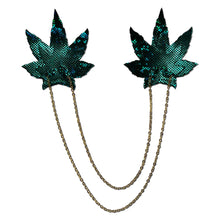 Load image into Gallery viewer, Shattered Glass Disco Ball Weed W Gold Chain Nipple Pasties
