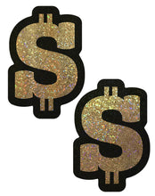 Load image into Gallery viewer, Pastease Money Gold Glitter Dollar Sign Nipple Pasties
