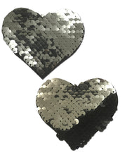 Load image into Gallery viewer, Pastease Silver &amp; Black Color Changing Sequin Hearts
