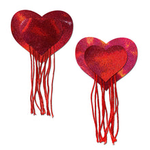 Load image into Gallery viewer, Pastease Red Holographic Heart W/ Tassel Fringe
