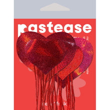 Load image into Gallery viewer, Pastease Red Holographic Heart W/ Tassel Fringe
