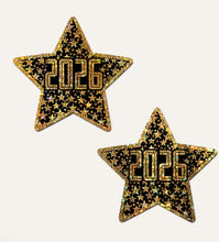 Load image into Gallery viewer, Pastease Happy New Year 2026 Black &amp; Gold Star Nipple

