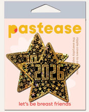 Load image into Gallery viewer, Pastease Happy New Year 2026 Black &amp; Gold Star Nipple

