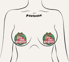 Pastease Tits Season Holiday Green Wreath On Glittery