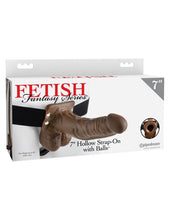 Load image into Gallery viewer, Fetish Fantasy 7 Hollow Strap On W/balls Brown "
