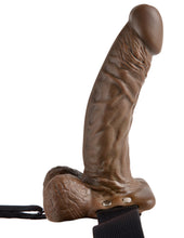 Load image into Gallery viewer, Fetish Fantasy 7 Hollow Strap On W/balls Brown "
