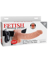 Load image into Gallery viewer, Fetish Fantasy 9 Vibrating Hollow Strap On W/balls Flesh &quot;
