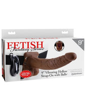 Load image into Gallery viewer, Fetish Fantasy 9 Vibrating Hollow Strap On W/balls Brown &quot;
