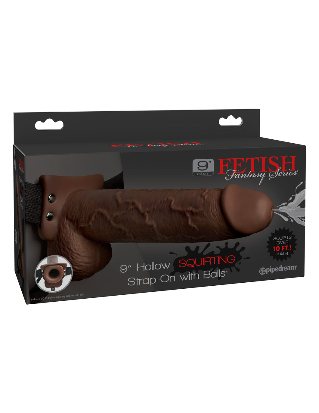Fetish Fantasy 9 In Hollow Squirting Strap-on W/ Balls Brown