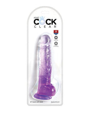 Load image into Gallery viewer, King Cock Clear 8in W/ Balls Purple
