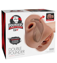 Load image into Gallery viewer, Pdx Plus Double Pounder Vibrating Squeeze Stroker Brown
