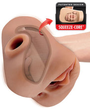 Load image into Gallery viewer, Pdx Plus Double Pounder Vibrating Squeeze Stroker Brown
