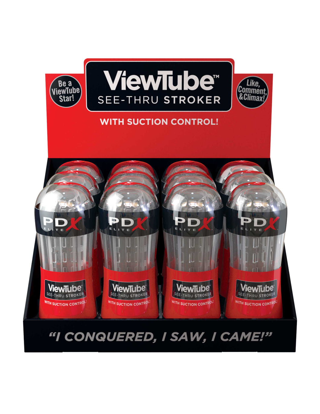 Pdx Elite Viewtube See-thru Stroker Display 12ct