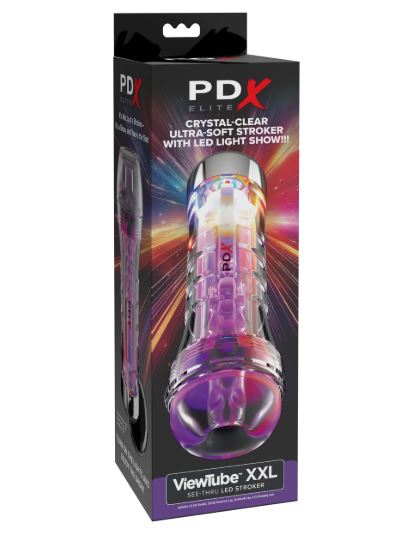 Pdx Elite Viewtube Xxl/see-thr Ez/grip Led Stroker Clear