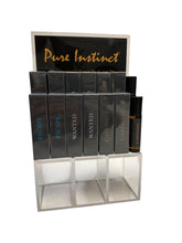 Load image into Gallery viewer, Pure Instinct Pheromone Infused Perfume Oil Men Acrylic Cube Display W/testers
