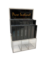 Load image into Gallery viewer, Pure Instinct Pheromone Infused Perfume Oil Men Acrylic Cube Display W/testers
