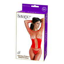 Load image into Gallery viewer, Alluring Fishnet Bodystocking Red
