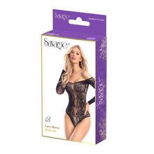 Load image into Gallery viewer, Lacy Sleeve Bodysuit Black
