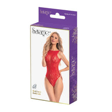 Load image into Gallery viewer, Red Lace Bodysuit Red Rhinestone
