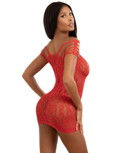 Load image into Gallery viewer, Amor Sparkle Mini Dress Red Rhinestone
