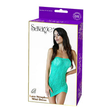 Load image into Gallery viewer, Lace Strapless Mini Dress Green

