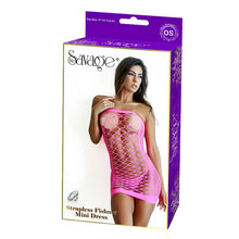Load image into Gallery viewer, Strapless Fishnet Mini Dress Pink
