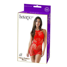 Load image into Gallery viewer, Flirty Fishnet Dress Red
