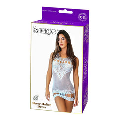 Sheer Halter Dress Blue