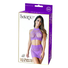Load image into Gallery viewer, Lace Halter 2pc Top &amp; Skirt Set - Purple
