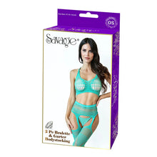 Load image into Gallery viewer, 2pc Bralette &amp; Gartered Bodystocking - Green
