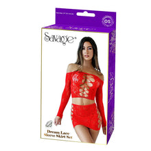 Load image into Gallery viewer, Dream Lace Sleeve Skirt Set Red
