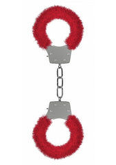 Pleasure Handcuffs Furry Red
