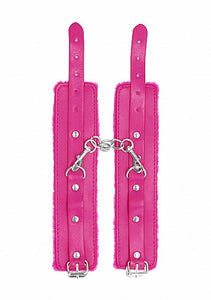 Ouch! Plush Leather Handcuffs Pink