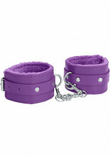 Load image into Gallery viewer, Ouch! Plush Leather Handcuffs Purple
