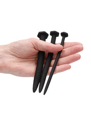 Load image into Gallery viewer, Silicone Screw Plug Set Urethral Sounding Black
