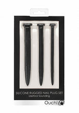Load image into Gallery viewer, Silicone Rugged Nail Plug Set Urethral Sounding Black
